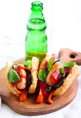 Sausages with grilled vegetables