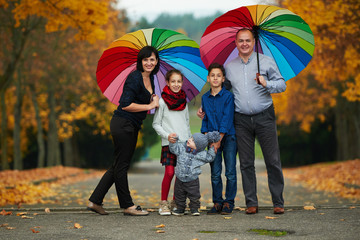 happy family in autumn park