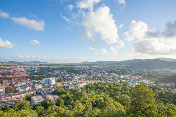 Fototapeta na wymiar Phuket Town top view from Khao Rang hill