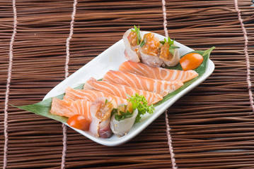 japanese cuisine. sashimi on the background