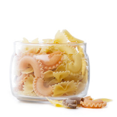 Pasta in a transparent jar