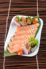 japanese cuisine. sashimi on the background