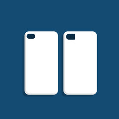 Mobile phone cover back and screen, mockup. Vector illustration, template for phone case.