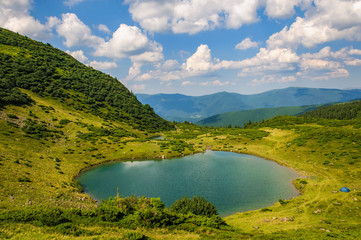 Lake in the Carpathian Mountains. Ukraine