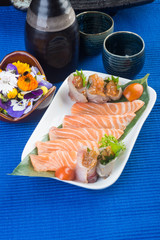 japanese cuisine. sashimi on the background