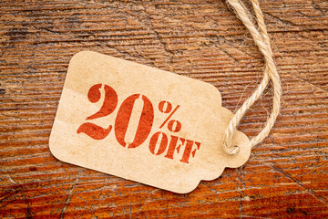 twenty percent off discount -  paper price tag