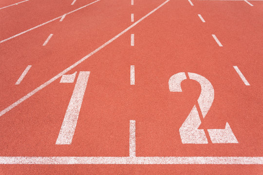 Athletics track lane number one and two