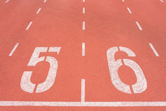 Athletics track lane number five and six