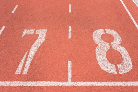 Athletics track lane number seven and eight
