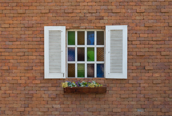 Fototapeta premium old wood window in vintage style