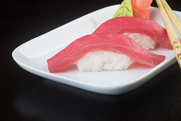 japanese cuisine. sushi tuna on the background