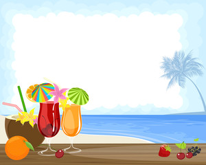Tropical cocktails and ocean