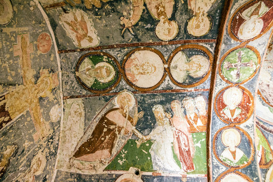 Christian fresco in ruined church Cappadocia, Turkey