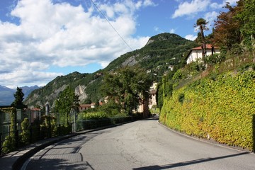 Varenna main road through the village on Lake Como in Lombardy, Italy 