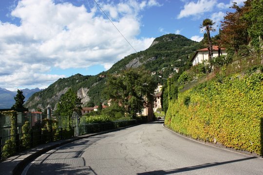 Varenna main road through the village on Lake Como in Lombardy, Italy 
