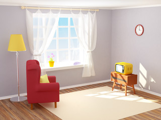 vintage room with tv