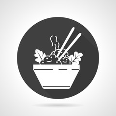 Rice dish black round vector icon