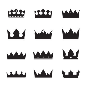 Set of black vector crowns