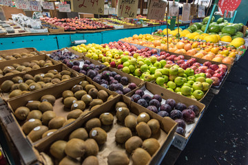 Fruits of many varieties at a roadside stand