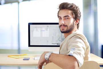 Young man working on computer