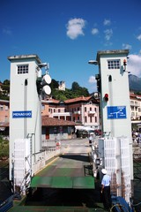 Menaggio Pier for car ferry at the Lake Como in Lombardy, Italy 