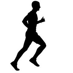 Fototapeta na wymiar Silhouettes Runners on sprint, men. vector illustration.
