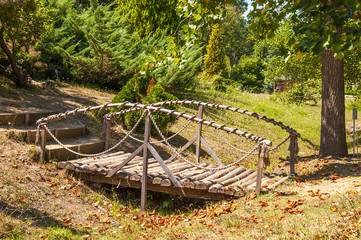 This is a shot of an old wooden footbridge on an early Fall morning.