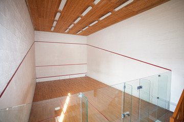 The squash court, pure wood floor