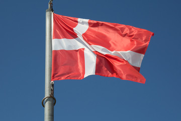 Flag of switzerland on blue sky