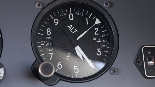 Aircraft Altimeter, Altitude Dropping Quickly in Moving Turbulent  Jet Airplane