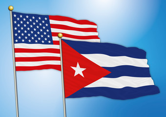 cuba and usa flags