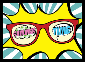 Summer time card/ poster. Pop art design. Vector illustration.