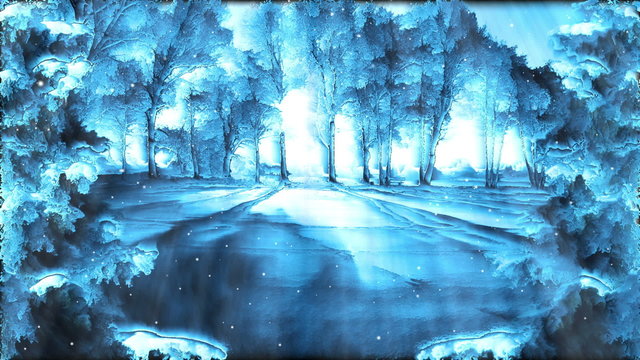 Fantasy winter animation background loop