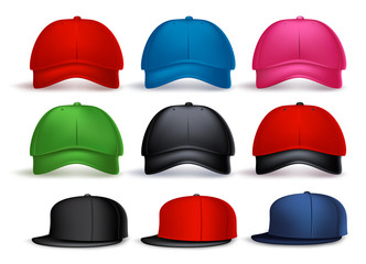 Set of 3D Realistic Baseball Cap for Man and Woman with Variety of Colors
