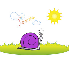 funny snail - cartoon