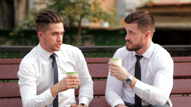 Two businessmen on a break 