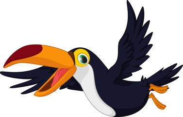cuute cartoon toucan bird flying