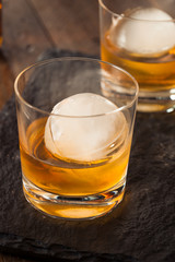 Bourbon Whiskey with a Sphere Ice Cube
