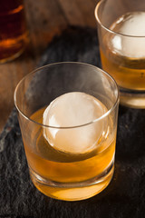 Bourbon Whiskey with a Sphere Ice Cube