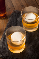 Bourbon Whiskey with a Sphere Ice Cube