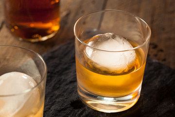 Bourbon Whiskey with a Sphere Ice Cube