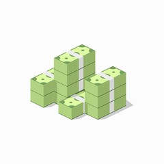 Obraz premium Big stacked pile of cash. Flat style