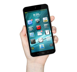 Hand with mobile phone