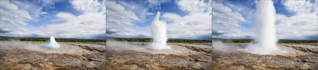 Sequenza dell'eruzione del geyser Strokkur, Islanda 