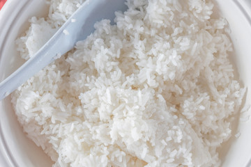 Steamed Thai Jasmine rice in the bowl