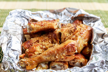 Chicken grilled wrap with aluminium foil