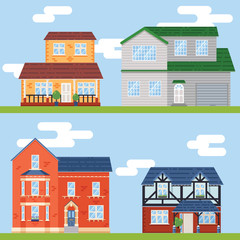 Retro Flat House Icons and Symbols set vector