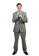 Fototapeta premium Businessman play fife