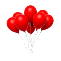 Group of red blank balloons isolated on white background