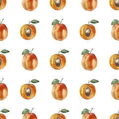 Seamless pattern with watercolor apricot